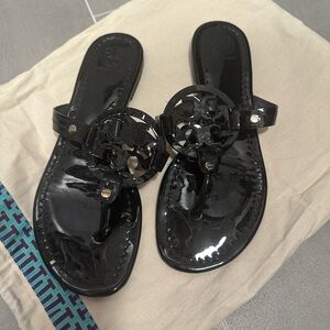 Tory Burch Miller patent black sandals size 8